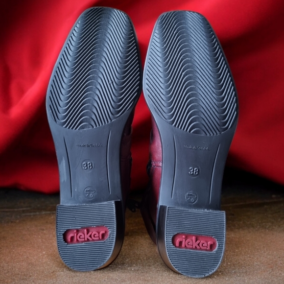 Rieker Kendra Ruched Slouch Burgundy Leather Ankle Boots ๐ข๐ - Picture 5 of 9